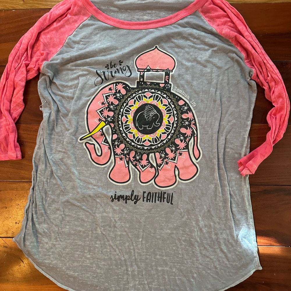 Pink and Gray Women's Top